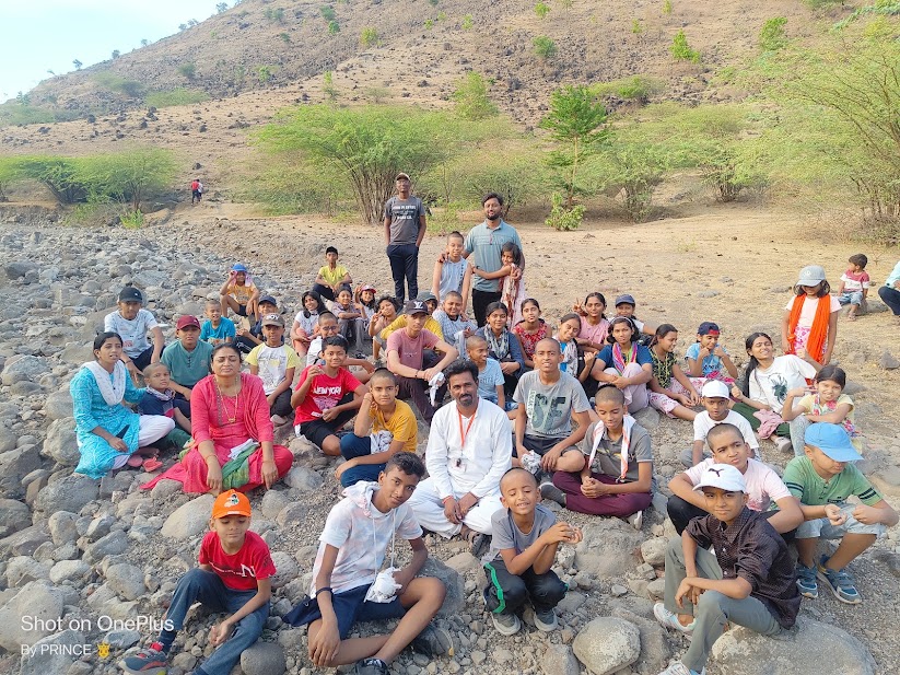 Camp group outing in nature