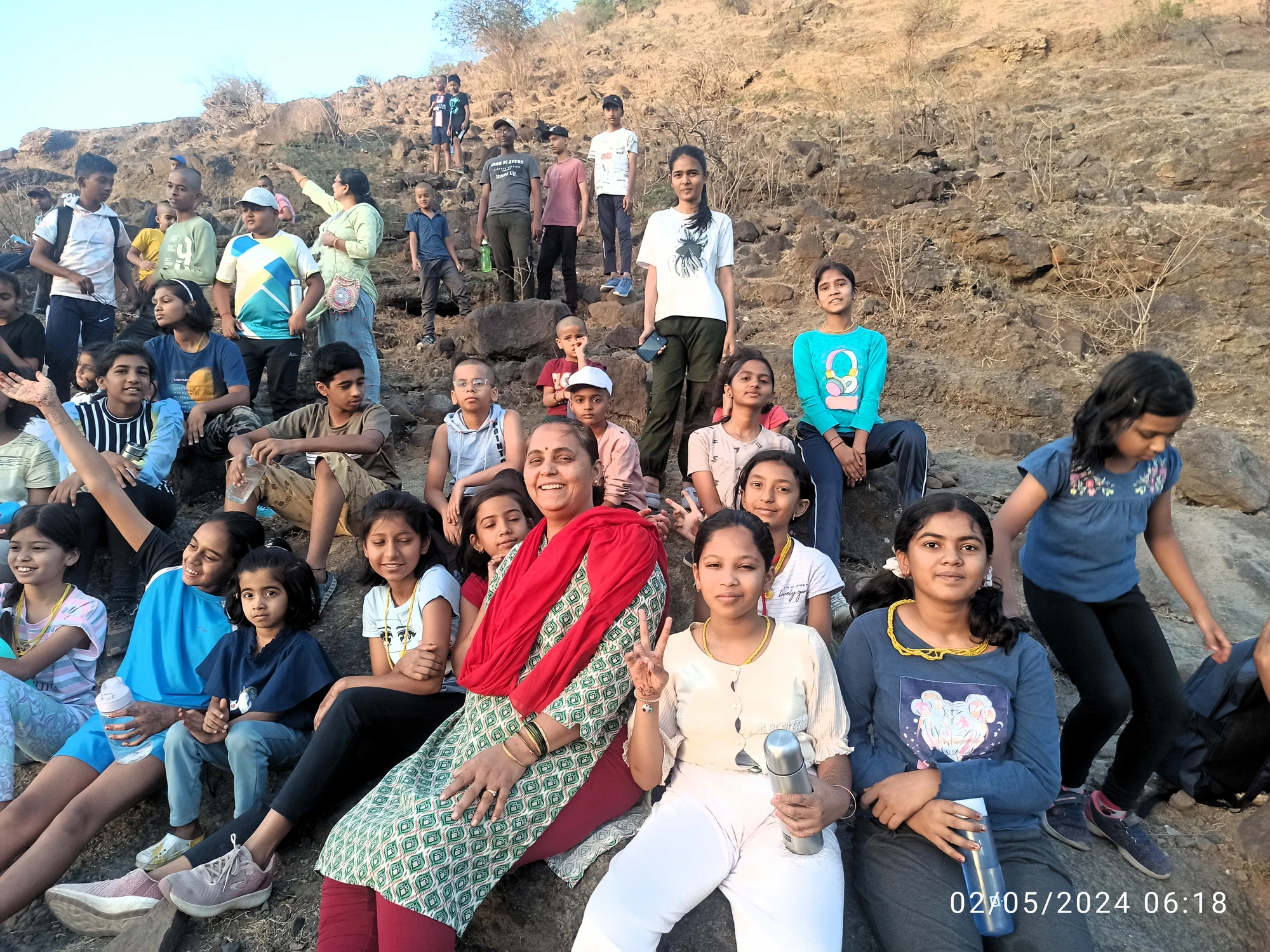 Children enjoying the hill trek together